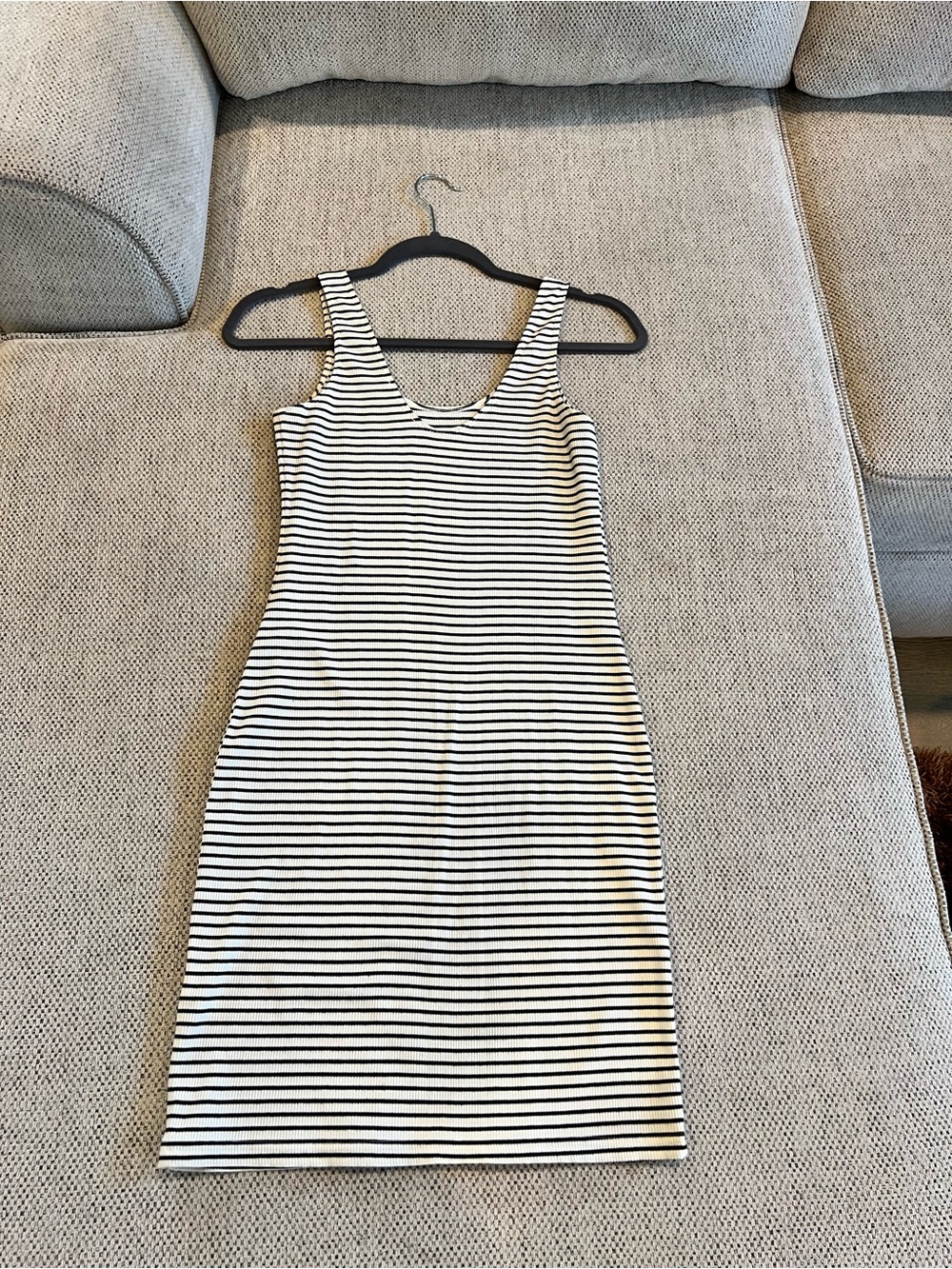 Striped Tank Midi Dress - Black & White